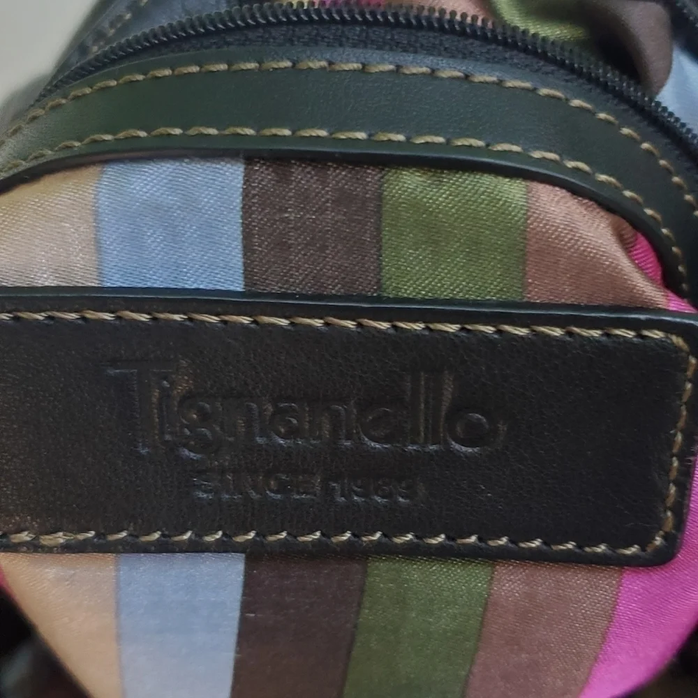 Tignanello Black Silver Leather Hobo Bag